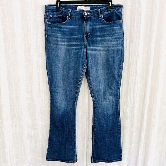 Levi Strauss Mid Rise Bootcut Distressed Faded Leg Stretchy Jeans Womens Plus 18 - Picture 1 of 8